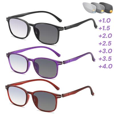 Intelligent Color Changing Far Sight Glasses New Fashion Square Frame Reading Sunglasses Prescription Photochromic Eyeglasses