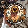 Metal Wall Art Sunflower Sign Motivational Decor for Living Room Round