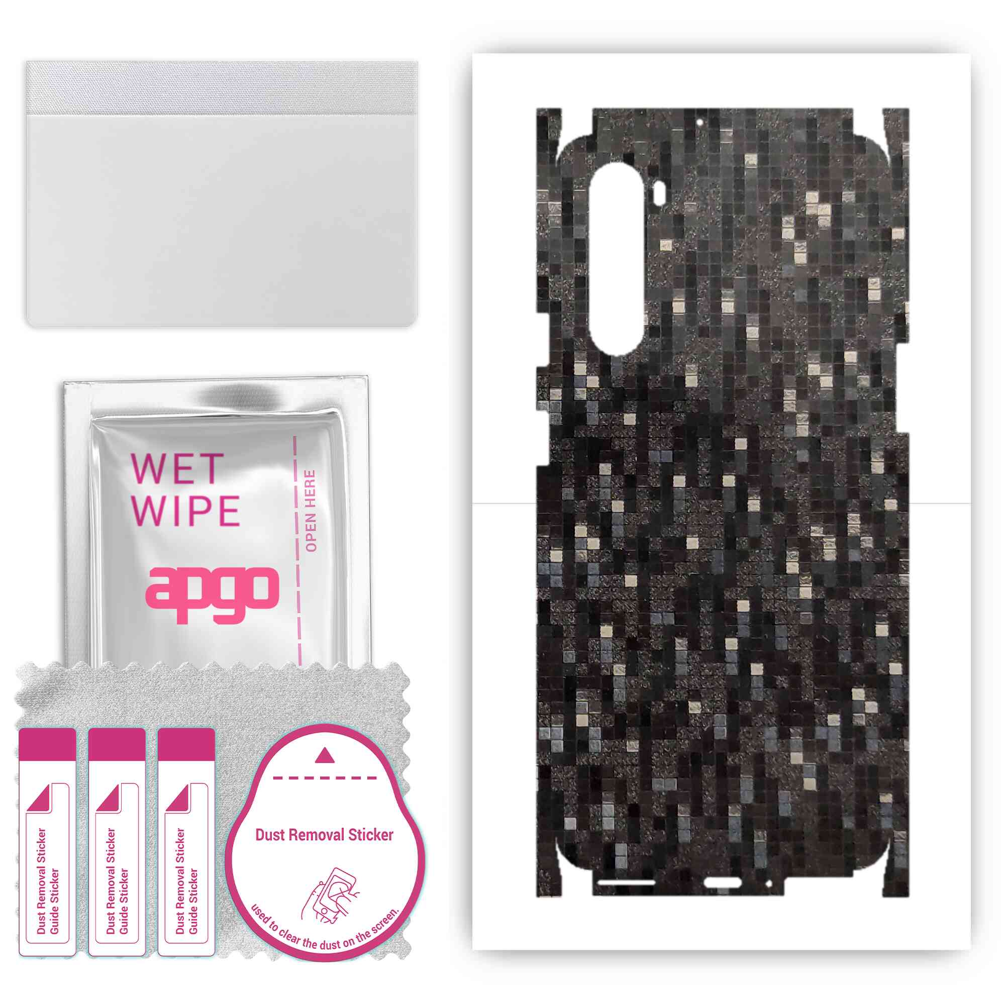 

Apgo Protective Skin Sticker for the back+sides compatible with OnePlus Nord, Full Wrap Film, Foil, Vinyl - Pattern Carbon Black Pixel