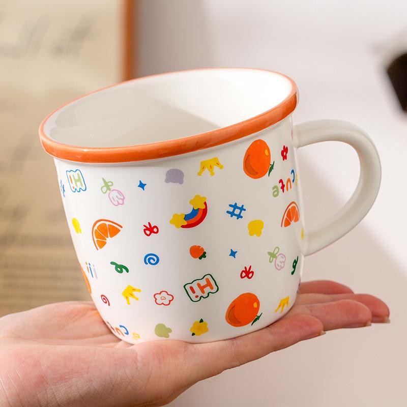 

Creative Funny Expression Ceramic Mug with Lid Large Capacity Coffee Cup for Home Living Room Office Breakfast Milk Cup 350ml