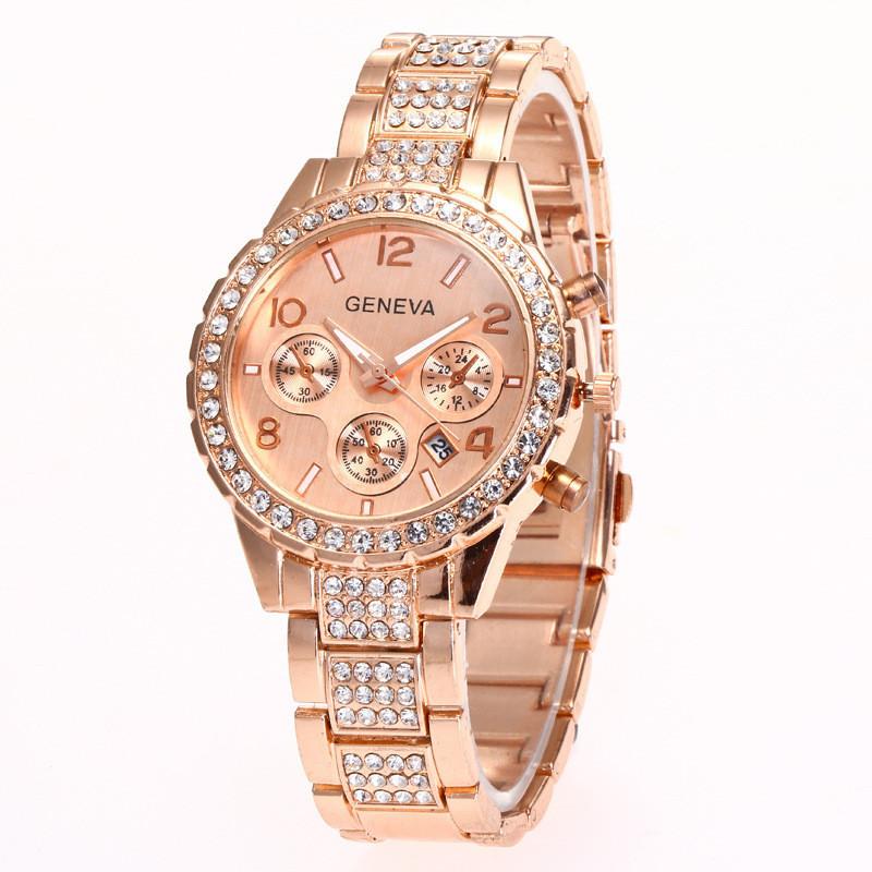 

Элегантные часы из сплава, мужские, деловые, с акцентами и календарем, кварцевый механизм розового золота