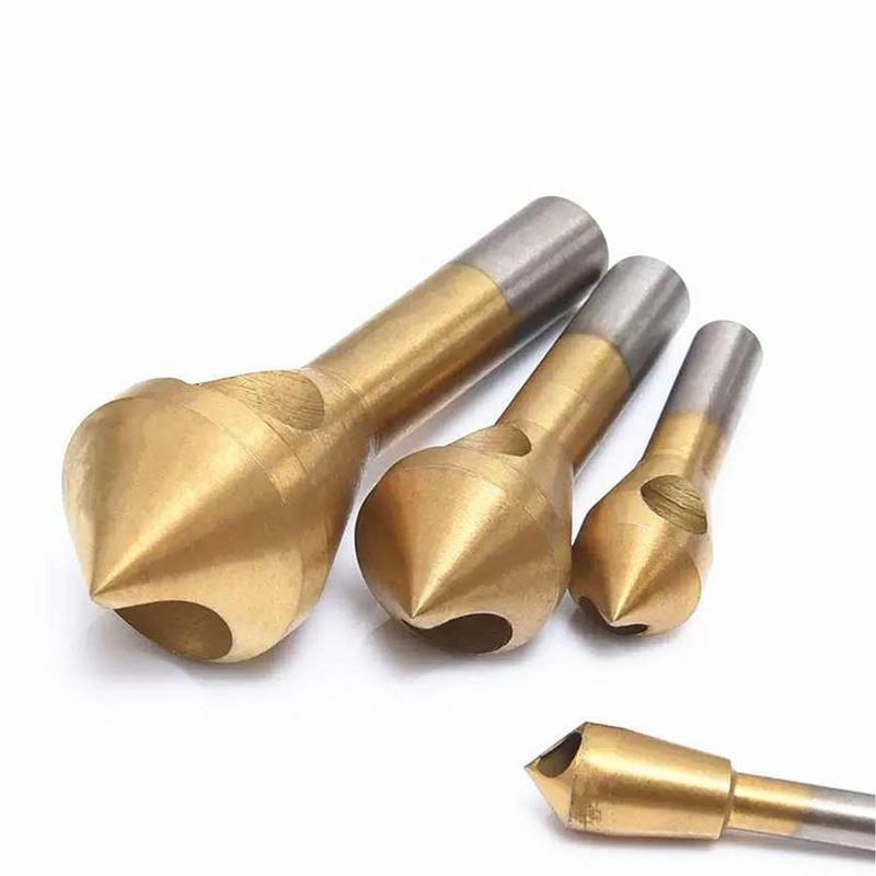 Countersink Chamfer Tool 4X Wood Chamfer Drill Bits 90-Degree High Speed Steel Hole Deburring Tool For Metal Stainless Steel
