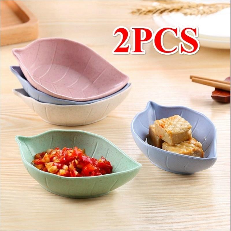 2023 New Pcs Wheat Straw Leaf Shaped Plate Food-Snack Dish Ramen Bowl  Coconut Bowl