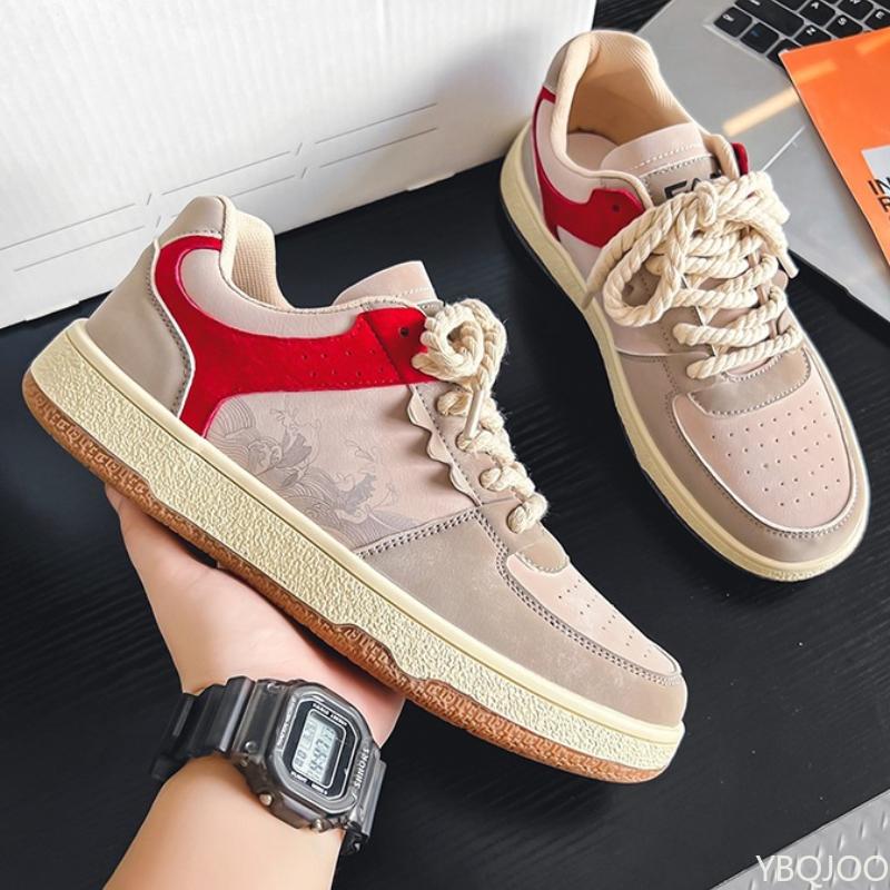Mode Herren Retro Kontrastschuhe Atmungsaktive vielseitige Sneaker Lässiger dicksohliger weißer Schuh Outdoor rutschfest Herrenschuhe Zapatos