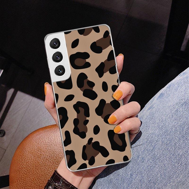 Leopard Print Phone Case For Samsung Galaxy S24 S25 Edge S26 Ultra S23 S22 S21 Plus S20 FE + Personalized Print Cover Galaxy S24