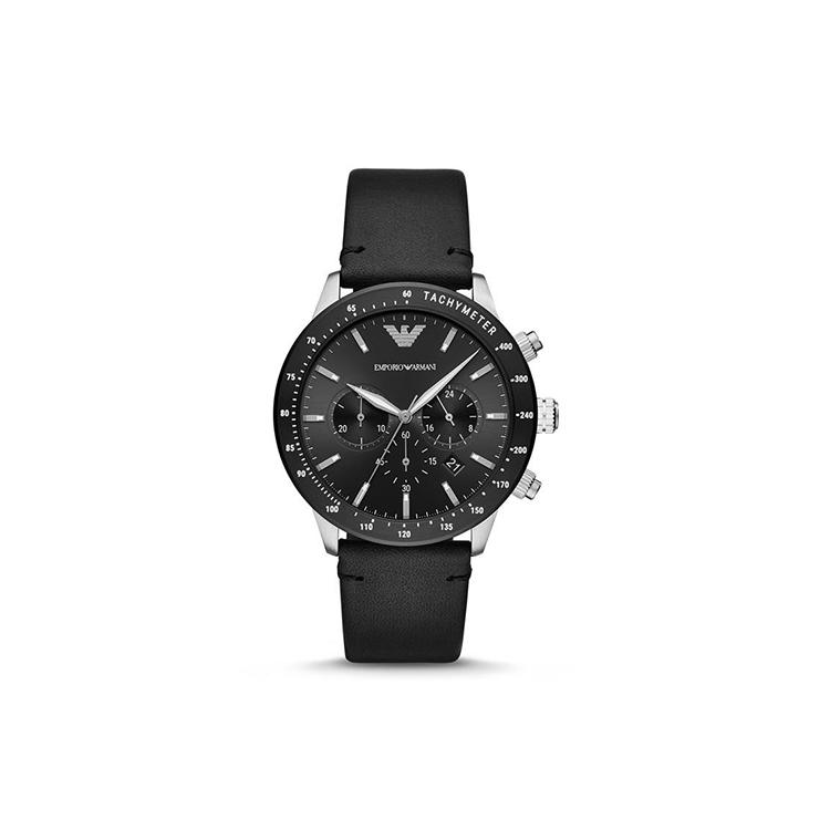 Relógio masculino EMPORIO ARMANI cronógrafo em couro preto AR11243-CLG black