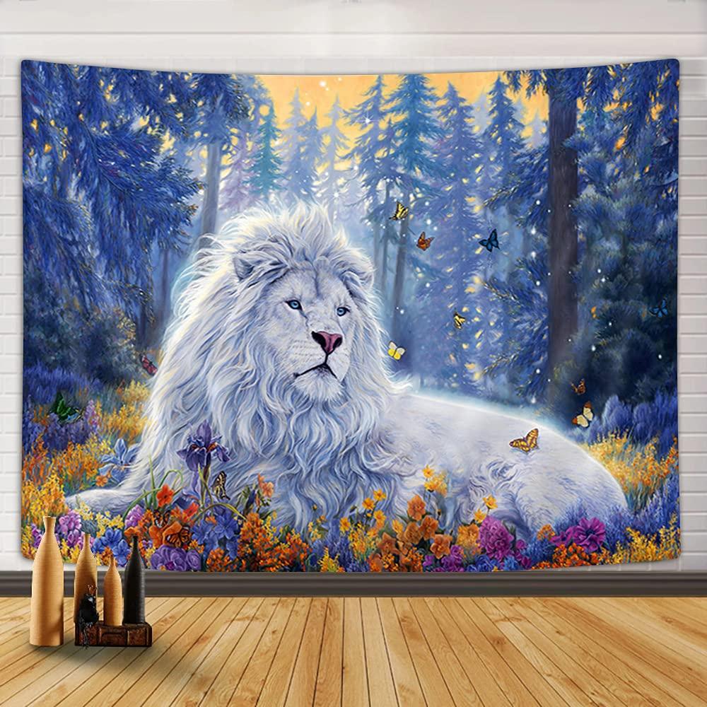 Lion Tapestry Star Lion Tapestry Hippie Art Animal Wall Hanging Tapestry Galaxy Vivid Tapestry
