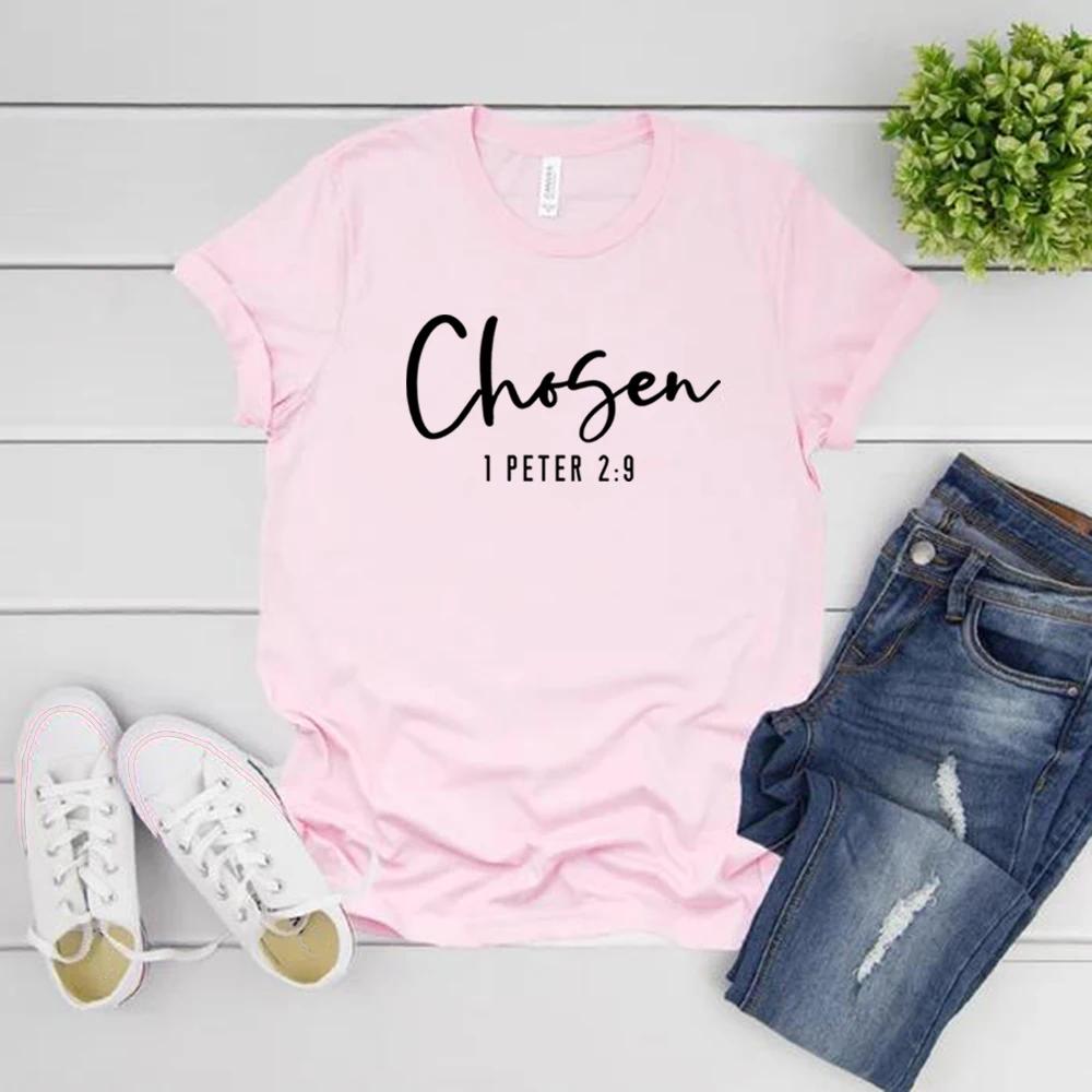Chosen 1 Peter 29 TShirt Christian Shirt for Women Christian Apparel Religious Gift Womens Graphic T Shirts Bible Verse Tee