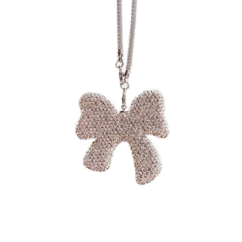 Rhinestone Bow Polymer Clay Rearview Mirror Ornament for Women