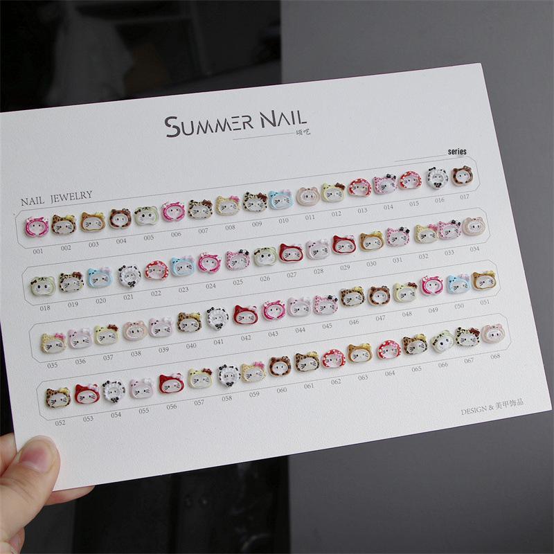 3D Kitty with Hat Nail Art Charms - Leopard Print Children s Wearable Nail Decor