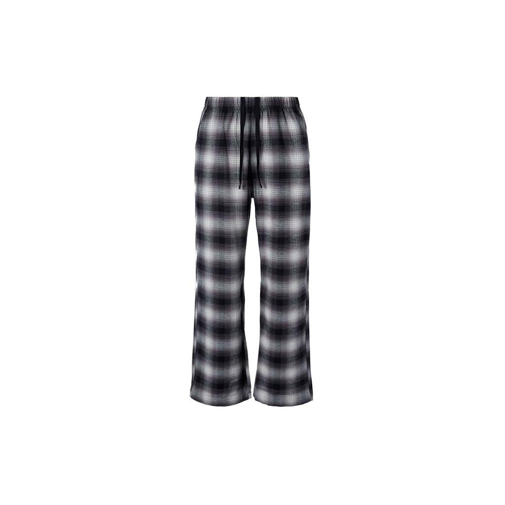 UNIQLO Plaid Flannel Elastic Waist Straight Leg Casual Pants Women bottoms Light-Gray 461762-07