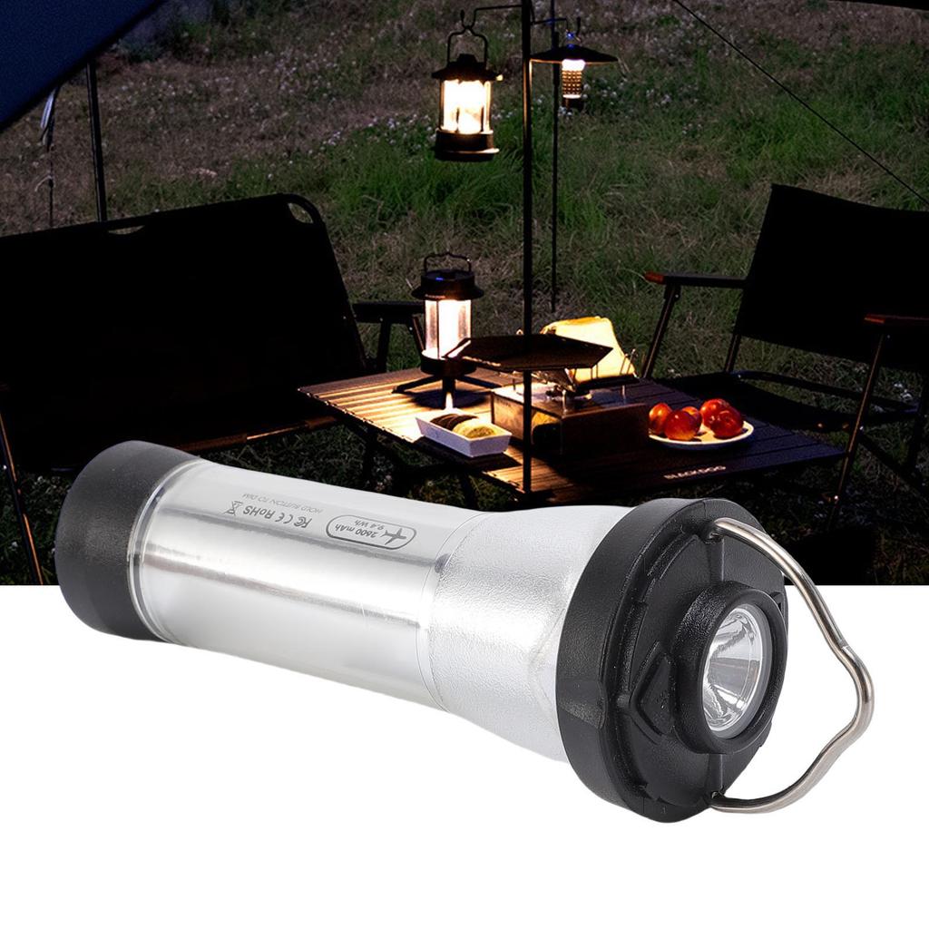 Camping Lantern Light Water Proof Miniature Lamp Flashlight for Outdoor Adventures Silver