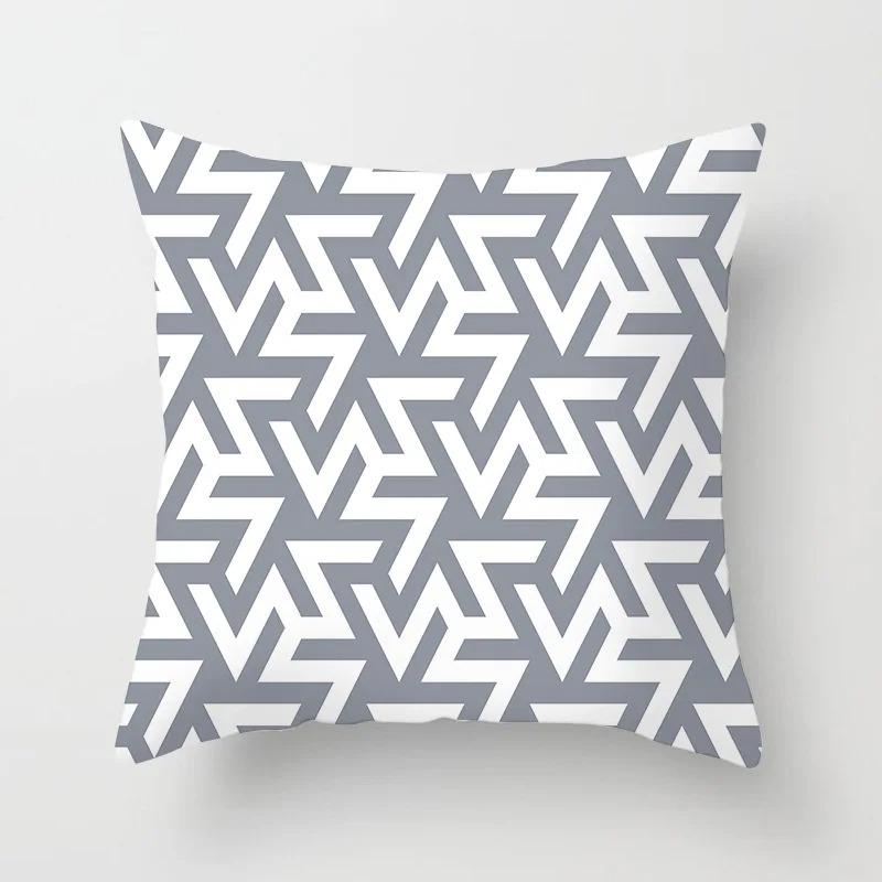 Grey Pattern Decorative Pillowcase Office Living Room Home Pillowcase Car Ornaments