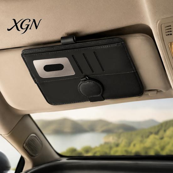 Car Visor Mount for Glasses Sun Holder, Eye Clip Organizer Driving Eyeglass Hanger Vehicle, Multi Functional Storage Pouch Sunglasses, Ticket