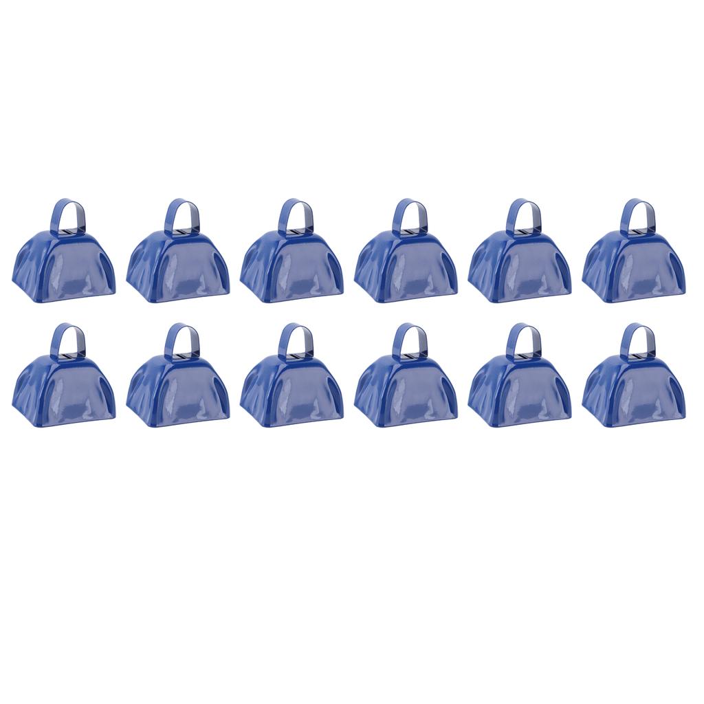 12Pcs 3in Blue Metal Cowbell Noisemaker with Handle for Football Games Sporting Events Festival
