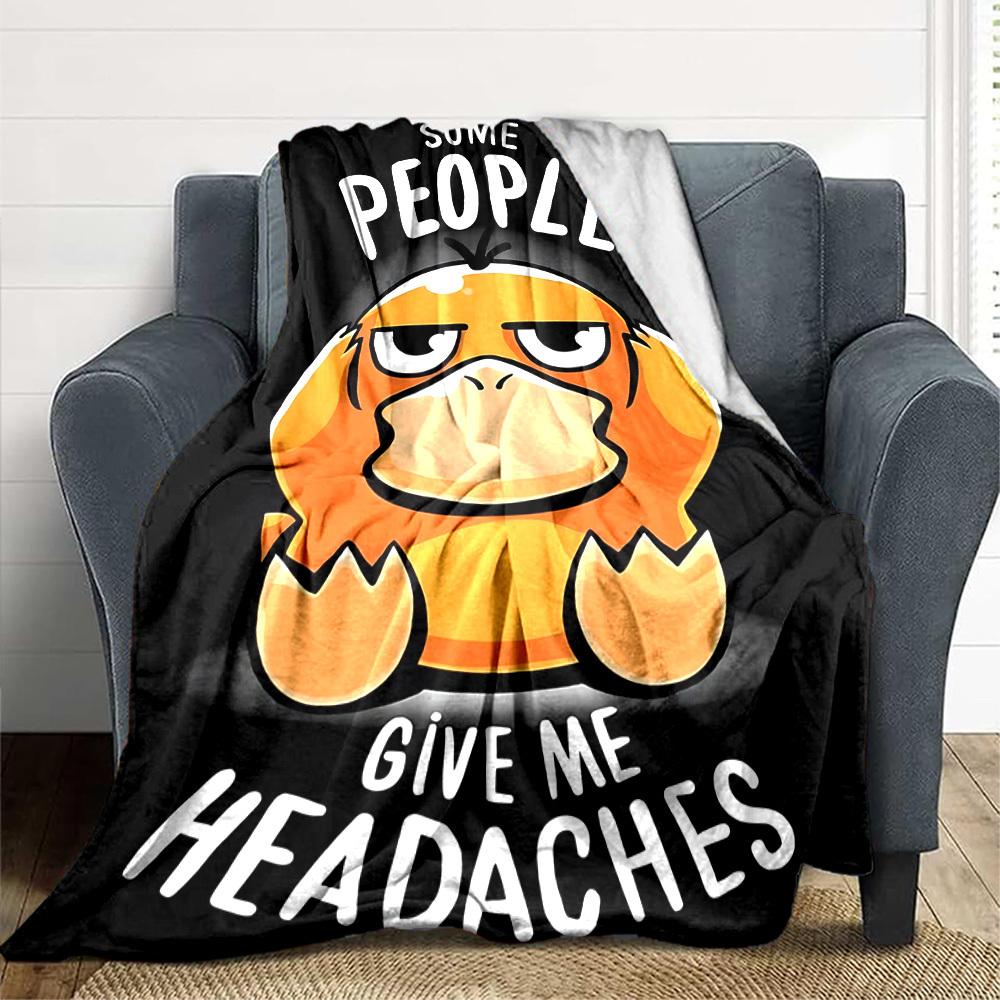 1pc Psyduck Blanket Lightweight Flannel Blanket Throw Blanket For Sofa, Bed, Travel, Camping, Livingroom, Office, Couch