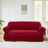 Elastic Solid Color Sofa Cover Full Protection Slip Resistant Minimalist Skirted Design