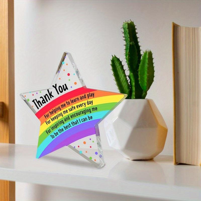 Teacher Gifts (Women & Men) – Acrylic Keepsake Desk Decor, Rainbow. For Birthday, Christmas, Teacher's Day, Graduation.