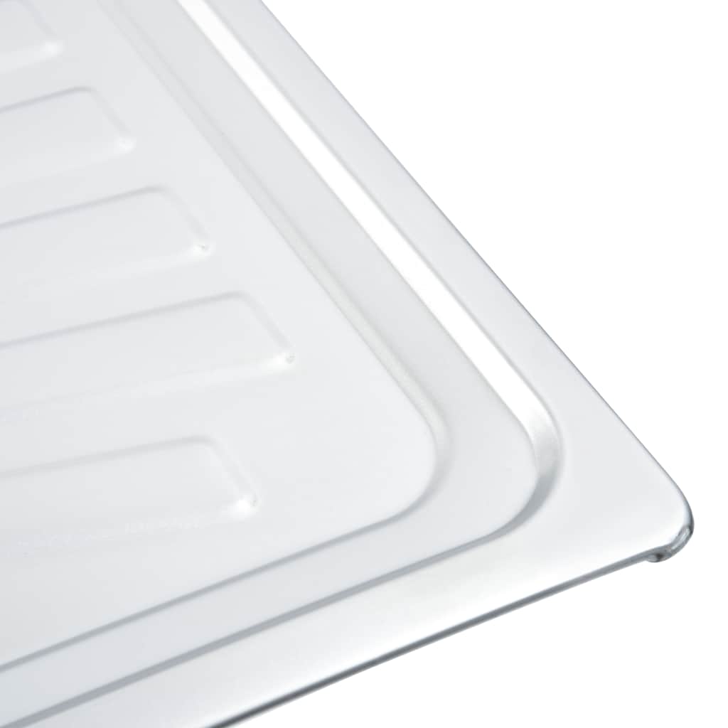 Double Kitchen Sink with Drainboard Strainer & Siphon Stainless Steel