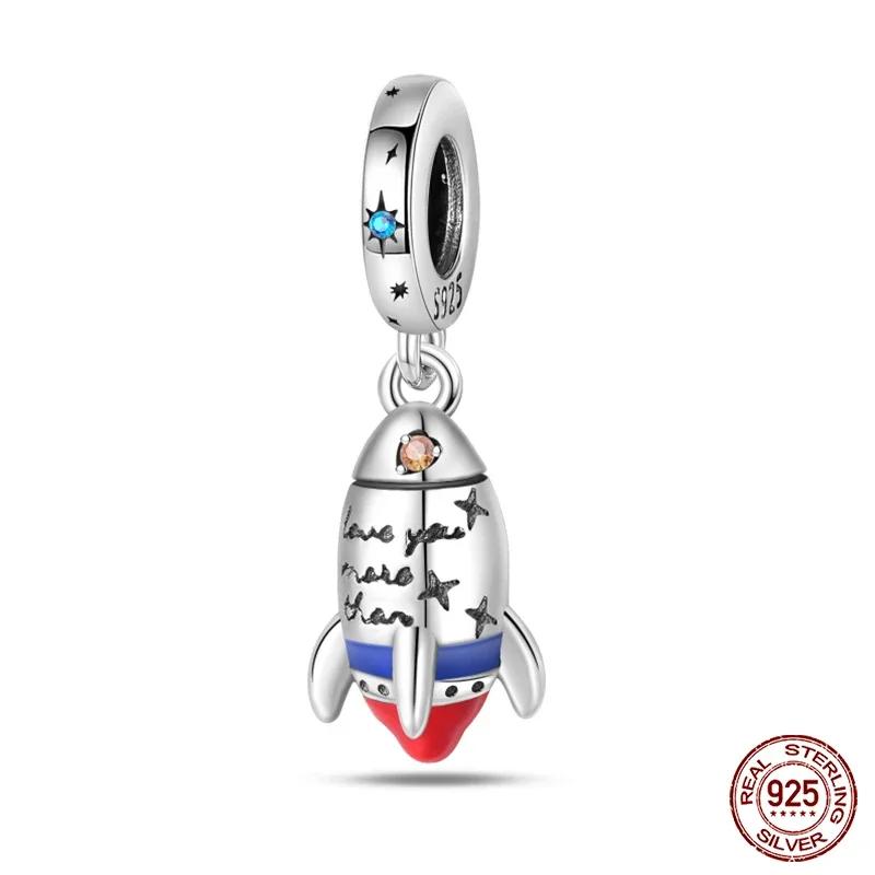 Kupfer Mode Weltraumreise Kollektion Rakete Astronaut Anhänger Perlen Passend 4mm Lochdurchmesser Armband DIY Schmuck