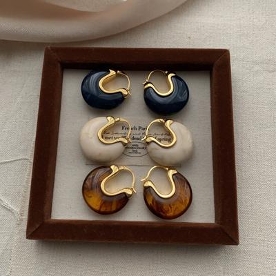 Color Resin Round Large Earrings, Earrings, Light Luxury, Niche Eyes, High-End Sense, Simple And Not Picky, Versatile Earrings