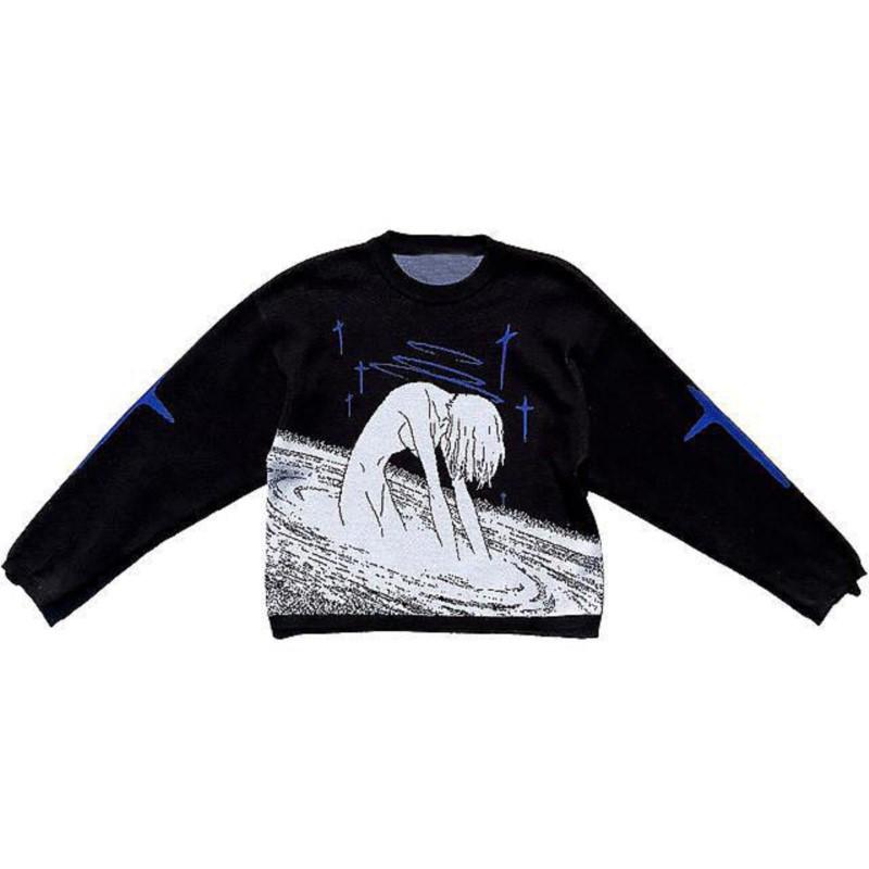 Kawaii Autumn Winter Crew Neck Sweater Gothic Top High Street Retro Fashion Aesthetic Trend Y2K Clothing