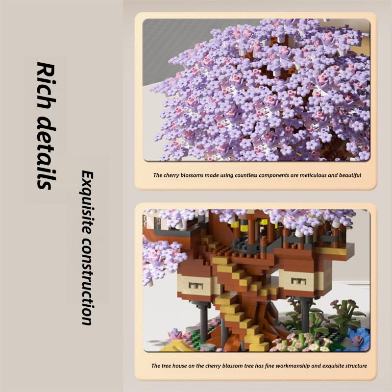 Kit de construcție copac înflorit cu cireși DIY Cadouri cu particule micro Seturi de construcție copac bonsai cireș Seturi model casuță în copac Sakura