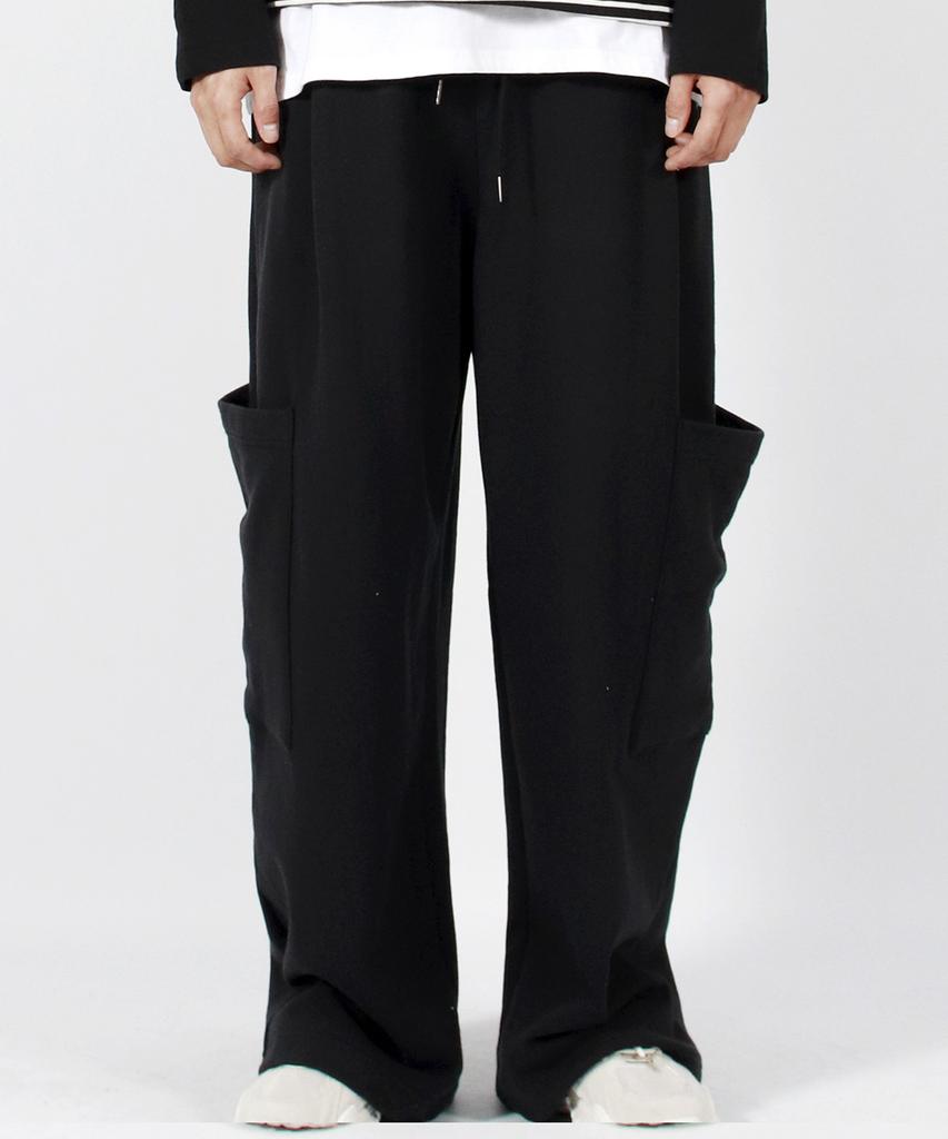 Deumakeu M Side Pocket Wide One-Tuck Real Street Sweat Pants Black