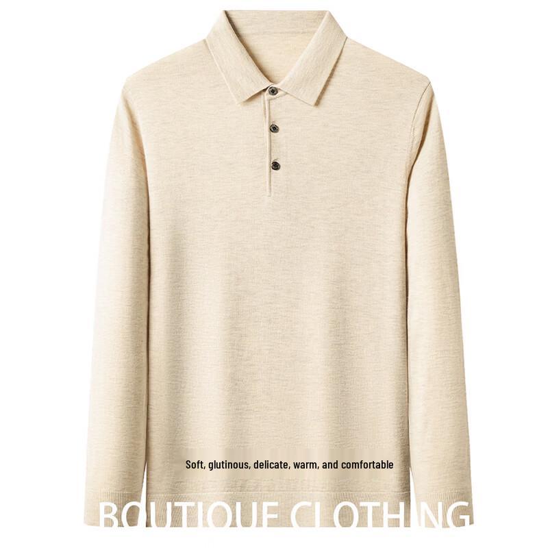 Hengyuanxiang Men's Polo Collar Wool Blend Long-sleeve Sweater