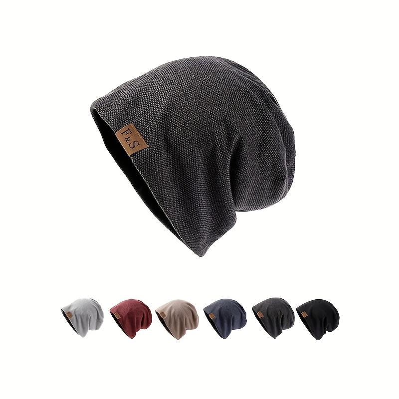 Winter Knitted Beanie Hat Windproof Thermal Soft Baggy Pullover Hat Men Women Fashion Running Skiing Cycling Casual Beanies