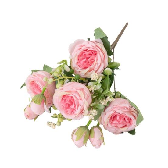 Realistic 5-Head Artificial Peony Flower with 4 Buds Lifelike Faux Silk Flower Bouquet for Vase Wedding Bouquets DIY Crafts Valentine's Day Home