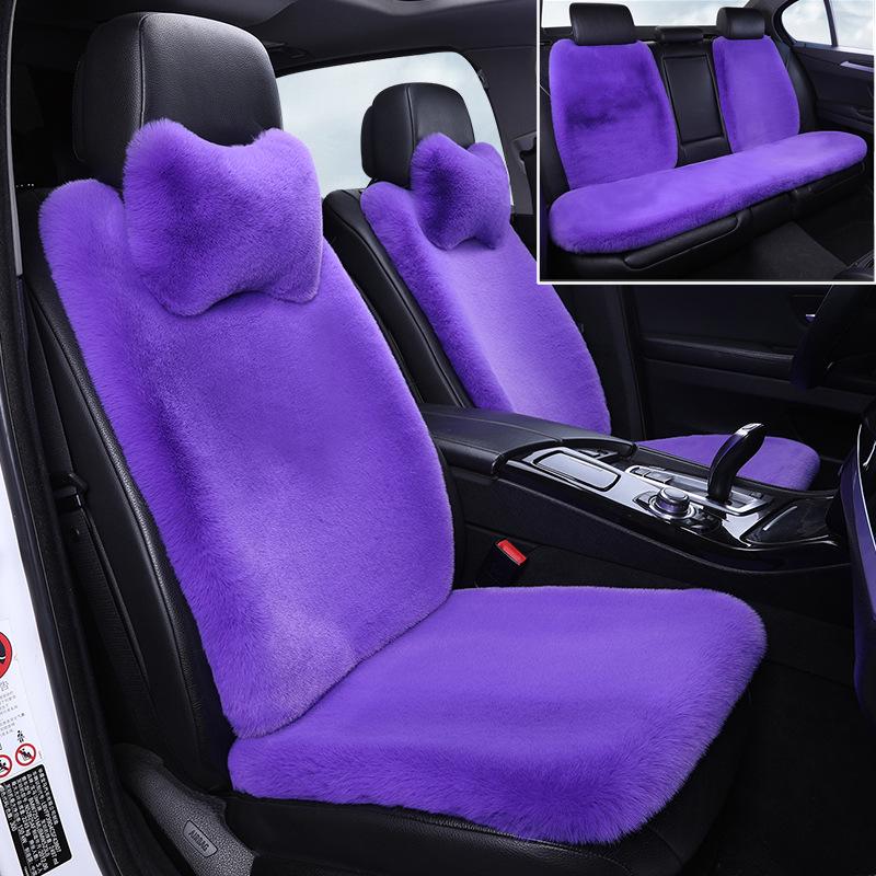 Winter Rabbit Fur Wool Heated Car Seat Cushion - Non-slip, Warm, for Single Seat with Small Waist Support