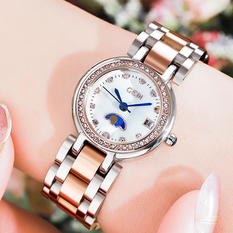 Ladies Light Luxury High Value Calendar Stainless Steel Quartz Waterproof Steel Belt Watch