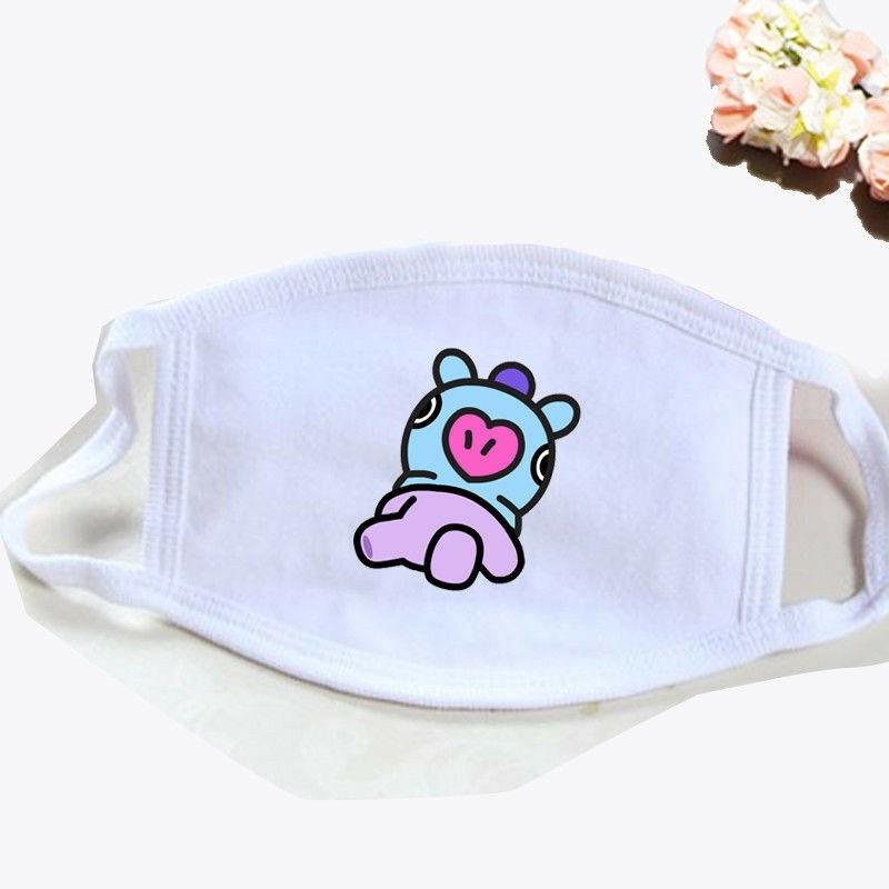 Kpop Bts Atmungsaktive Baumwollmischung Gesichtsmaske Mit Cartoon-Druck Für Täglichen Sonnenschutz