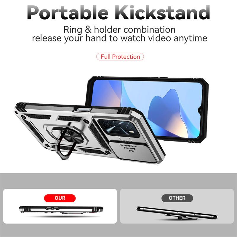 Armor Shockproof Coque For OPPO A16 A16S A54S A74 A94 4G Case Slide Lens Protect Funda for Reno 5 Lite Magnet Holder Ring Cover