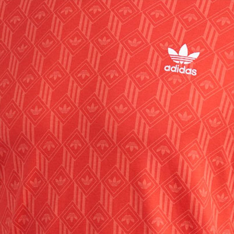 Adidas Originals Mono Allover Print Logo Graphic Crew Neck T-Shirt Men Tops Orange FM3426