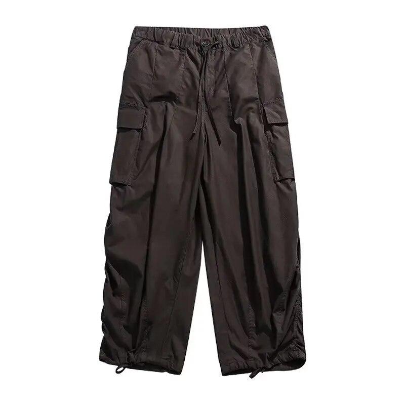 

Брюки-карго оверсайз для мужчин и женщин в стиле хип-хоп, широкие брюки с несколькими карманами, винтажные свободные повседневные брюки, весенние брюки унисекс для пар 2XL кофейный