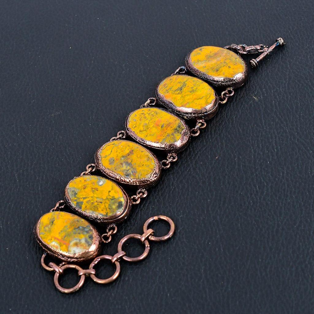 Bumble Bee Bracelet Copper Electroformed Gemstone Jewelry, Handmade Bracelet For Thanksgiving
