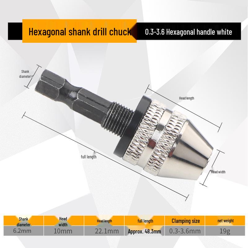 Hex Shank 3-Jaw Drill Chuck Adapter for Quick Electric Grinder