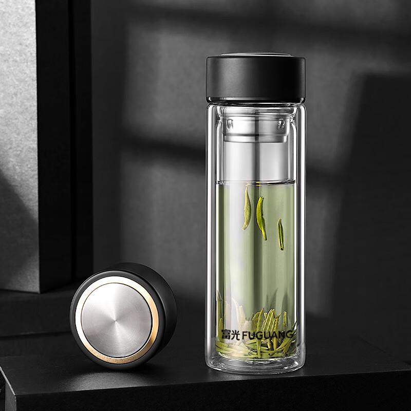 FUGUANG Double-Layer Glass Mug with Tea Infuser