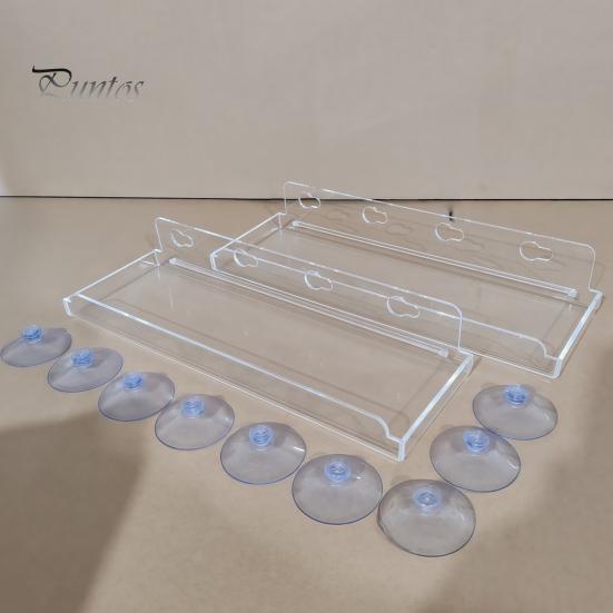 No Drill Window Shelf Plant with Suction Cup And Protective Edge, Clear Acrylic Floating Sturdy Vertical Garden Display Shelf, Wall Mounted