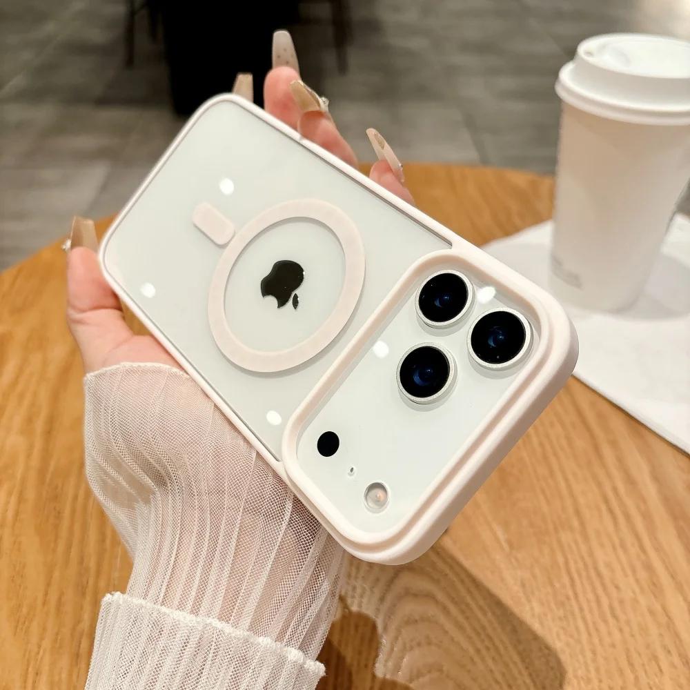 Simple Magnetic Case for iPhone 17 Air 17Pro Max 16e 15 Plus 14 13 12 mini 11 Pro Max Magsafe Clear Wireless Charge Back Cover
