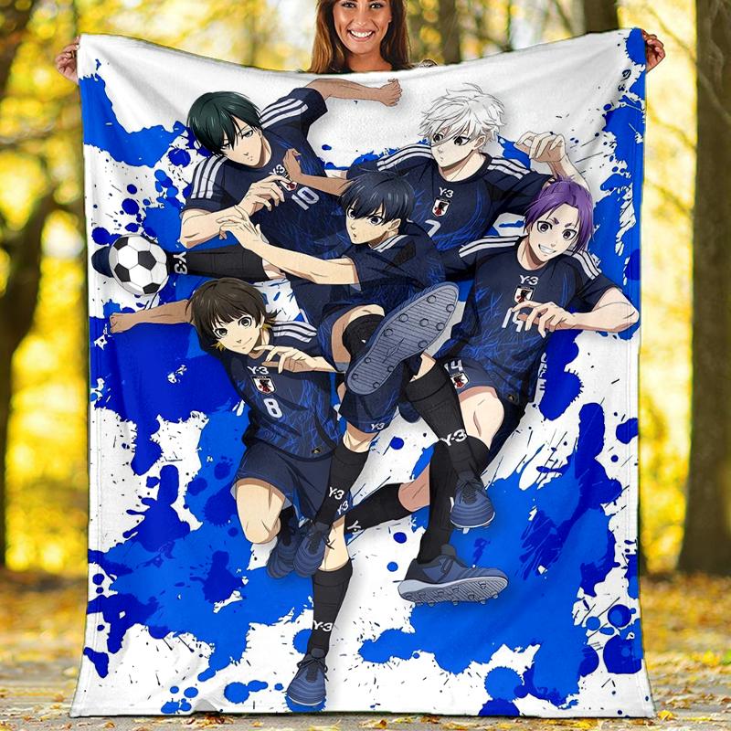 BlueLock Theme Printed Blanket - Perfect for Couch, Bed, Travel & Outdoor Use | Machine Washable, Cozy & Durable.
