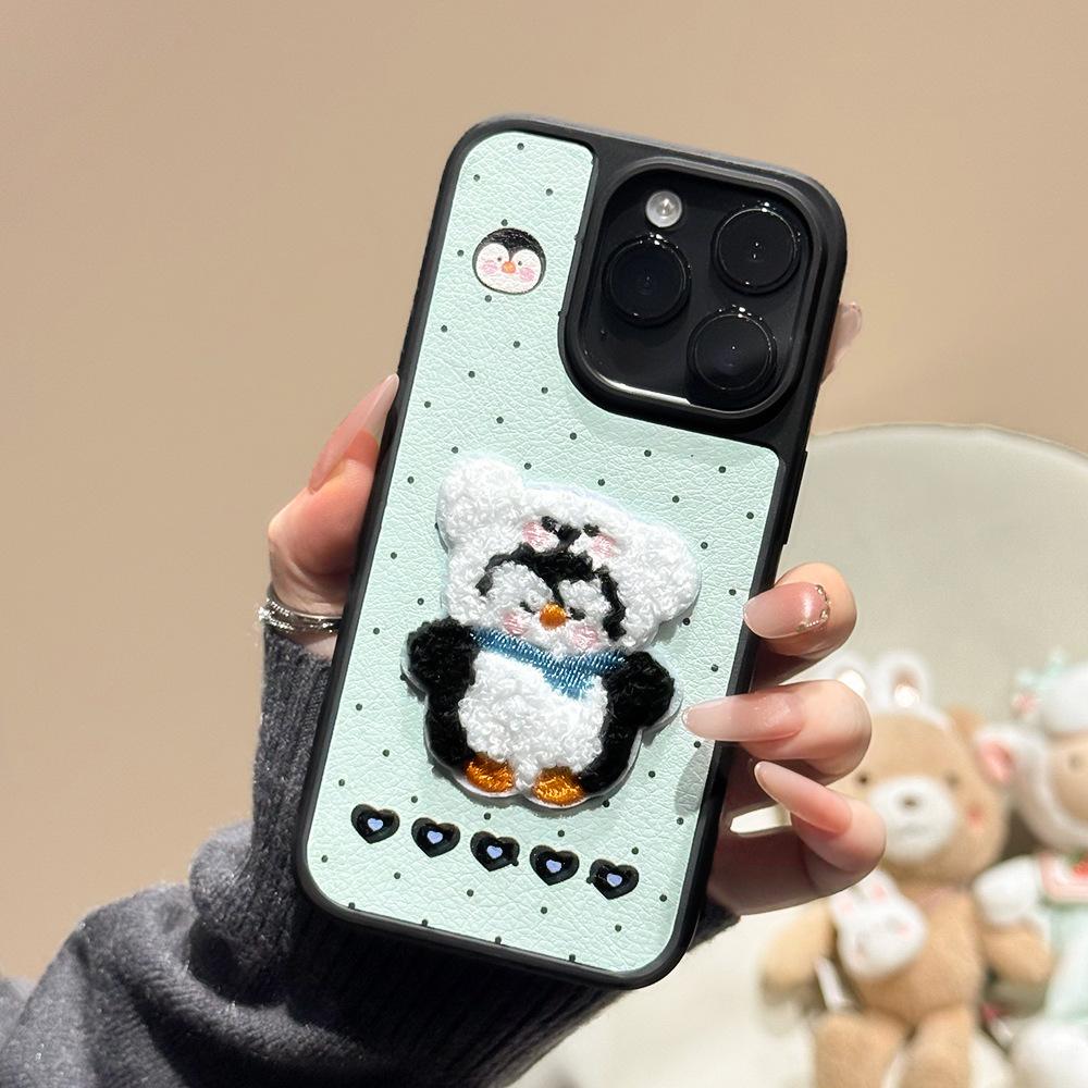 Autumn and Winter Ins Wind Leather Pattern Mobile Phone Case Is Suitable for Apple 17Promax Protective Case Ins Wind iPhone15/16