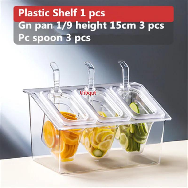 square plastic acrylic transparent box basin tray with lid jam seasoning box milk tea shop gn tray Storage pan with rack tray
