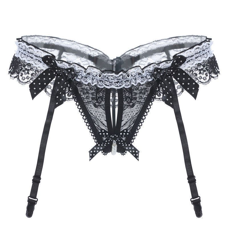 Sexy Panties Sexy Lace Pearl Thong Free Crotch Integrated Garter Belt Passion Temptation