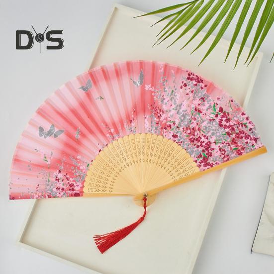 Faltfächer im chinesischen Stil mit Quasten, tragbarer Handkühlventilator für den Sommer, Dekoration, Tanz-Performance-Requisiten, Party-Kostümzubehör