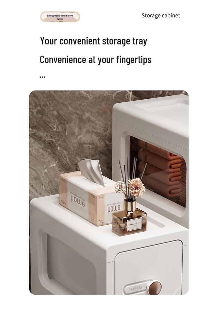 17CM Narrow Bathroom Storage Cabinet: Multi-Layer Drawer-Type Plastic Shelf