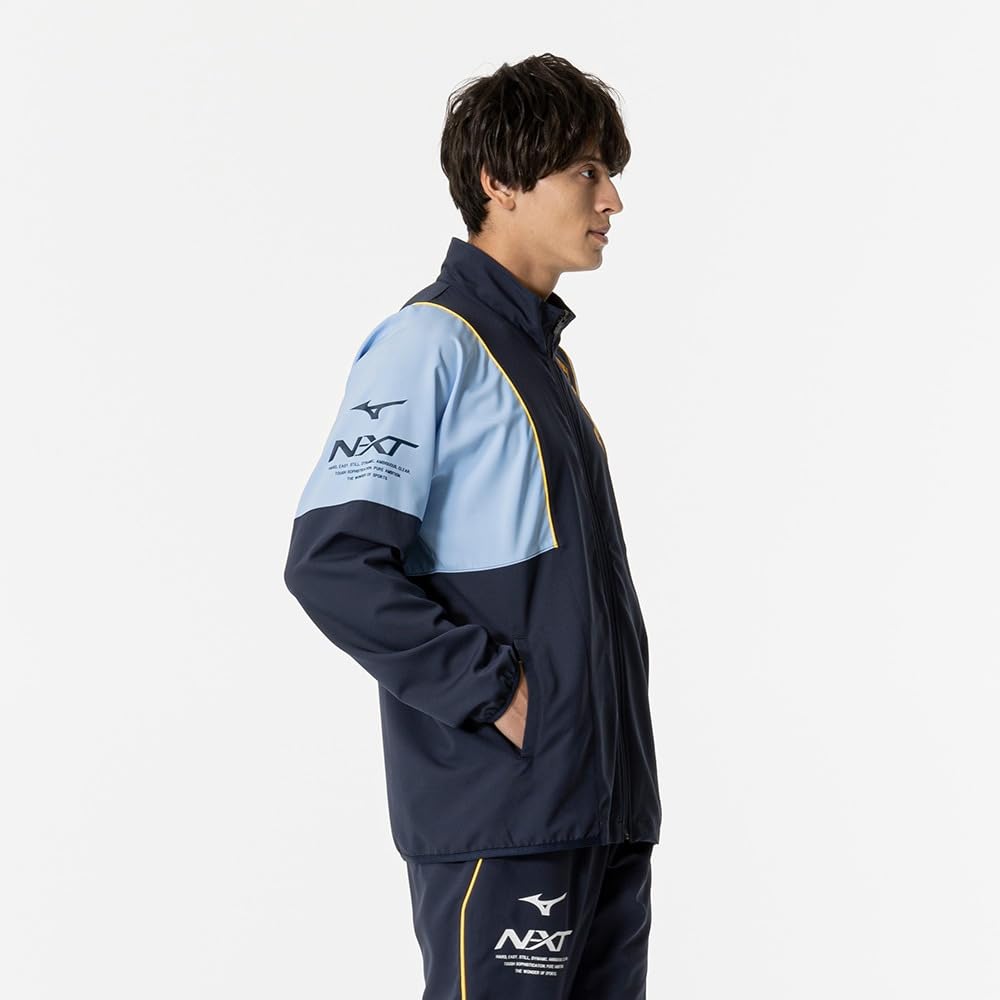 Mizuno Move Cross UPF Stretch Size Dress Size L N-XT Jacket, 50+, Moisture-Wicking, Quick-Drying, Jersey, Unisex, 32JCB220, Navy,