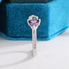 Romantic Purple Heart Cubic Zirconia Rings for Women 925 Silver Plated Unique Wedding Engagement Fancy Lady Trendy Jewelry Gift